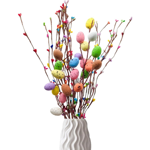 Plastic Easter Twigs Set 24 Pieces 40 cm with Colored Eggs