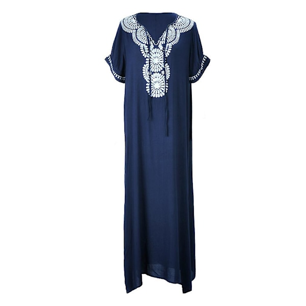 Kortärmad Sommar Bikini Överdrag Broderi Strandkläder Kaftan-X41-