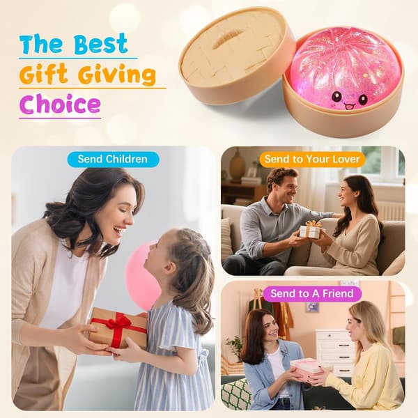 Sugar Glitter Dumpling Squishy Mystery Box, Viral Bao Bun Squeeze Toy, Stress Relief Gift (Pink) pink