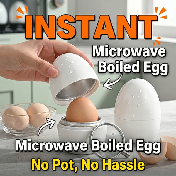 Mikrobølgeovn Eggekoker Matkvalitets Aluminium Eggformet Dampkoker Bærbar 1pc White