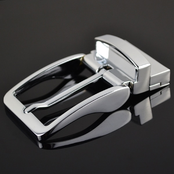 Utbytbart Metall Vändbart Bältesspänne för Män Antik Rektangulärt Stiftspänne (Silver)-FS5- B