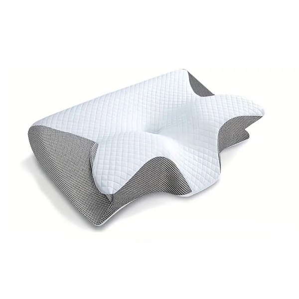 Viskoelastinen niskatyyny, ergonominen 2-in-1 ortopedinen tyyny niskakipuun, muotoiltu tukityyny, 1 kpl vaaleanharmaa (alennettu hinta)-X41- Light Gray