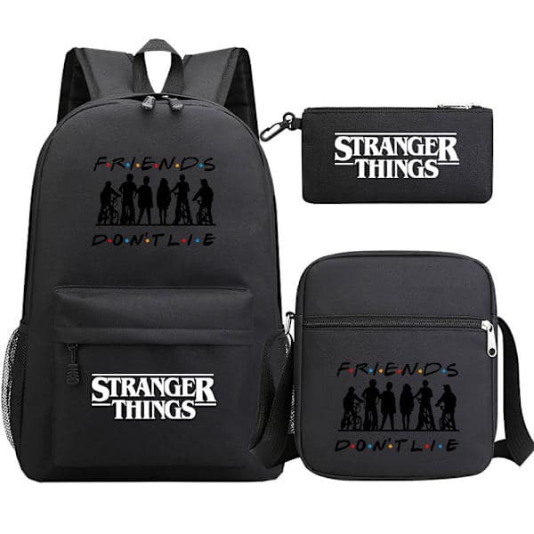Stranger Things Ryggsäck 3-delars Set Student Skolväska Canvasväska 3 3