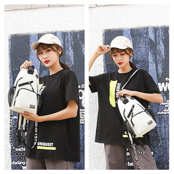 Mini Ryggsäck för Dam Liten Bröstväska Sling Messenger Väskor Kvinnors Sportväska Reseryggsäck Crossbody Väska Flickryggsäck VIT-FS1-