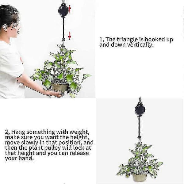 Retractable Plant Hanger, Easy-Access Plant Pulley, Adjustable Height for Hanging White 5pcs