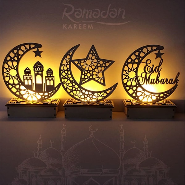 LED-puinen kuun ja tähden muotoinen EID MUBARAK -kyltti Eid Mubarak