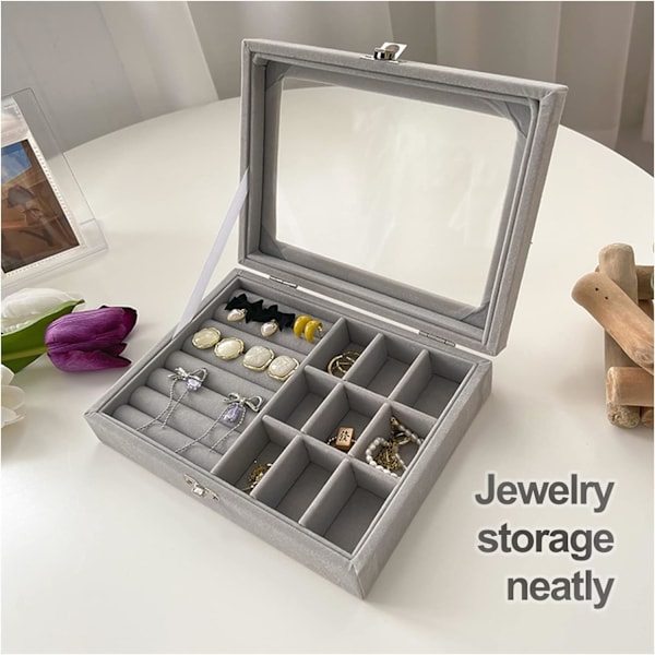 Fløjls Smykke Organizer, Ring Øreringe Organizer