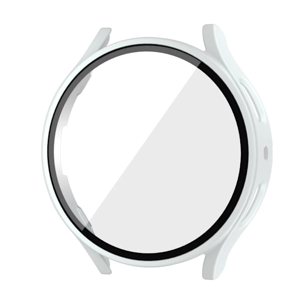 Härdat glas + PC-fodral för Samsung Galaxy Watch4 5 6 44mm 40mm All Coverage Case Galaxy Watch4 5 Tillbehör Vit White White Galaxy Watch5 40mm