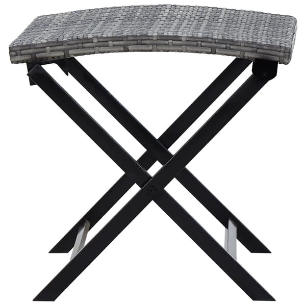 vidaXL Folding Stool Poly Rattan Grey gray