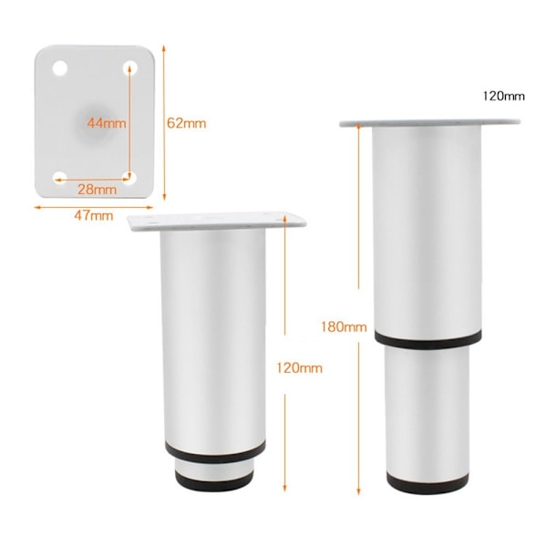 Sängpalkki Tuki Huonekalu Jalat VALKOINEN 12CM White 12cm