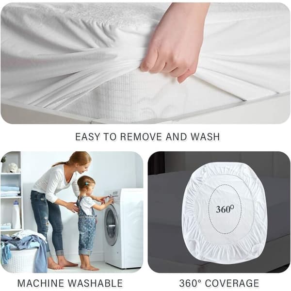 Waterproof and breathable mattress protector with zipper against dust mites. Single size 90x200cm-FS-
