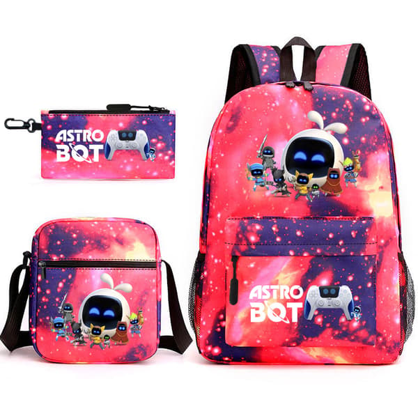 Astro Bot Skoletaske til unge, Cosmic Robot Skuldertaske 3-Delt Sæt-10
