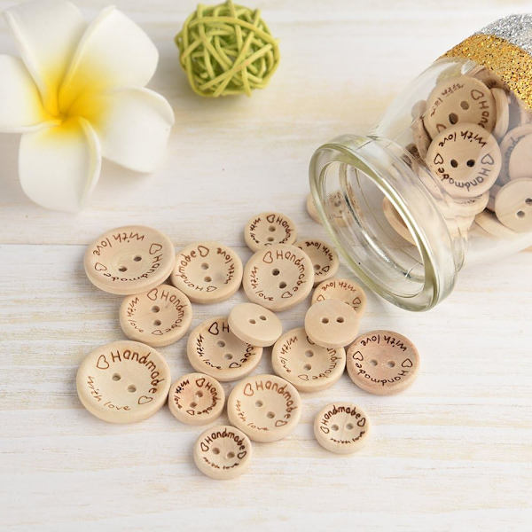 150 kpl puunappeja, sekoitettu koko, luonnolliset pyöreät puunapit ompeluun, askarteluun, koristeisiin 15mm 20mm 25mm