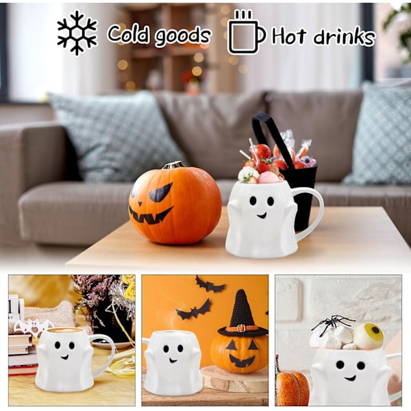 Spökkopp, Halloween-kopp, Halloween-spökkopp, Spökkeramisk kaffekopp, Tematiska festgästgåvor Roliga koppar, Halloween-kaffekopp för mjölk, kaffe