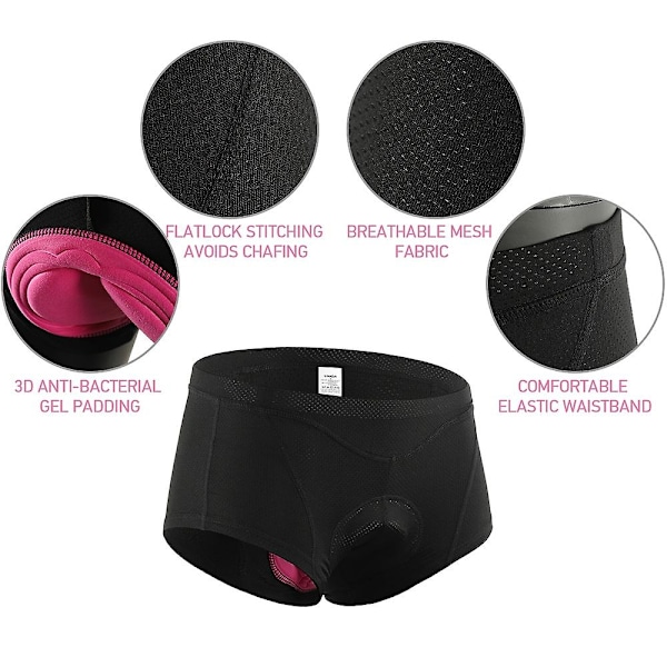 Dame Cykelundertøj 3D Gel Polstrede Cykelunderbukser MTB Cykel Undertøj Shorts[HK] M-FS3- M Black