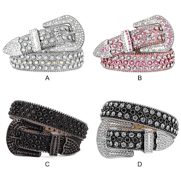 1/2/3/5 Y2K Stil Rhinestone Bælte Western Rhinestone Bælte Til Pink 135cm-FS1- Pink 135cm 1 Pc