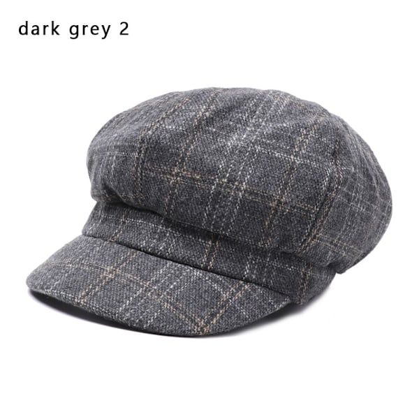 Åttekantet caps Hatter Maler Newsboy Caps Dame Basker MØRKEGRÅ-FS1- dark grey 2