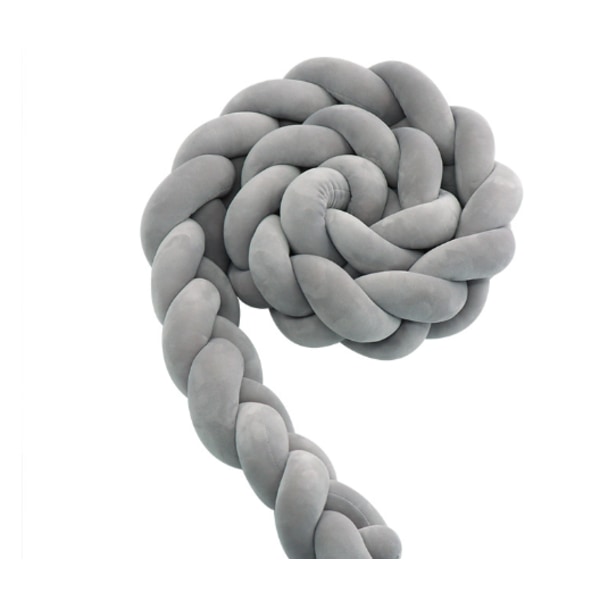 Baby roterende rekkverk seng, sengeskinnedekorasjon, håndlaget trestrenget flette Lys grå Light gray-X45- Light gray 1 meter