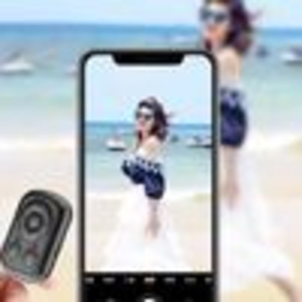 Bluetooth-fjärrkontroll med självutlösare för smartphones och surfplattor, trådlös kameraslutare, selfietimer, Bluetooth-kontroll för att bläddra i videor, kompatibel med iOS och Android