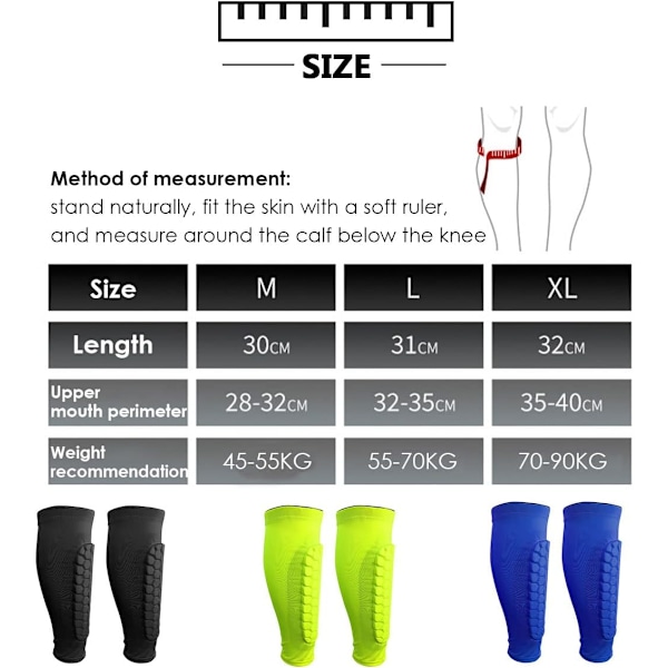 A Pair of Professional Calf Compression Sleeves Shin Guard Impact Fall Protection Black (L) black black l
