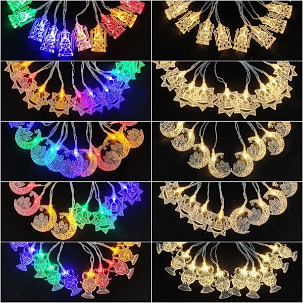 2m 10LED LED-valosarja Ramadan-lyhty MONIVÄRINEN 2M monivärinen multicolor Style 4