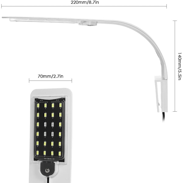 10W Ultratyndt Akvarium LED Lys Ultralyst Clip-on Belysning