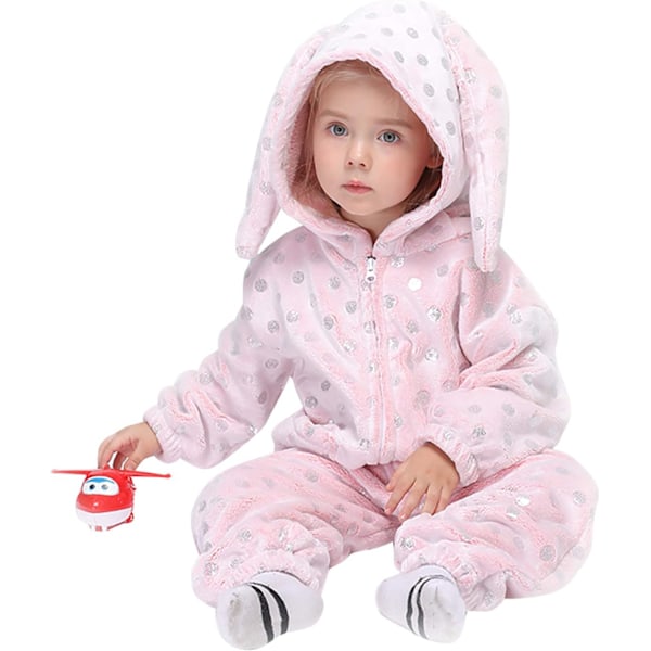 Barn unisex jumpsuit, 2023 kostymedyr onesie nattkjole pyjamas hette cosplay kigurumi nattklær jul halloween pinkdot pinkdot 110