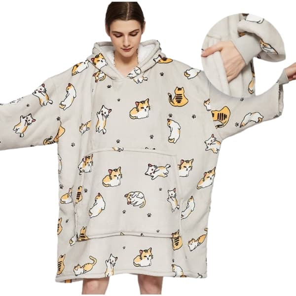 Bærbar teppe Oversized hoodie, myk varm hettegenser 65cm[ca]
