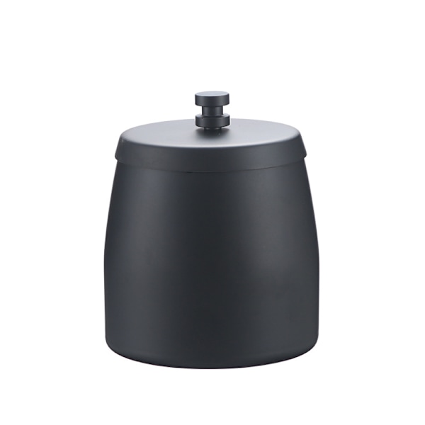 Rostfritt askfat med lock, vindtätt utomhusaskfat med halkfri bas för utomhus- och inomhusbruk, svart Black-FS5- Black S