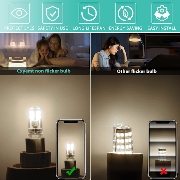 G9 LED-pærer 1,5W tilsvarende 20W halogen naturlig hvit lys 4000K, AC 220-240V, ikke dimbar, mini-glødepære, flimmerfri, 6-pakning