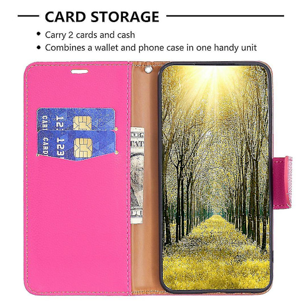 Telefonfodral för Samsung Galaxy A25 5G - Plånboksfodral med Litchi-textur, Stativ, Anti-drop, Rem