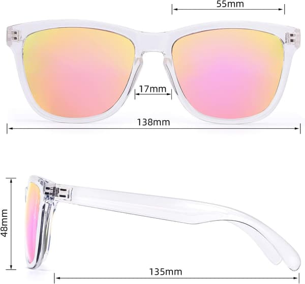 Women's Sunglasses UV400 Mirror Lenses, Suitable for Outdoors, Vacation, Driving Pink