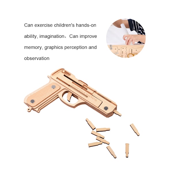 3D Puinen Kuminauha-ase Palapeli Lelu DIY Käsintehty Malli Lapsi Puutyö Kokoonpanosarja