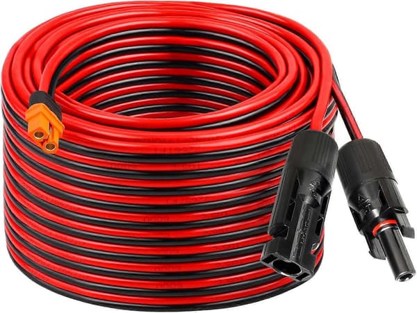 Solcelle til XT60i Kabel 12AWG 20FT Solpanel til XT60i Adapterstik XT60i-F Forlængerkabel til Bærbar Kraftstation Solcellegenerator-FS-