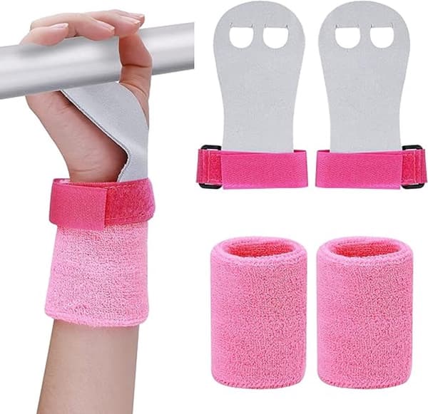 Barnas fingerløse treningshansker anti-skli, cross-trening turn pull up lær håndleddsstropp hvit M