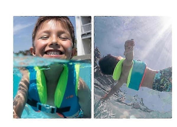 Simväst Kompatibel med Barn Bärbar Uppblåsbar Pool Flyter Simring blå blue M