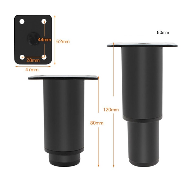 Sängbalk Stöd Möbelben SVART 8CM Svart Black 8cm