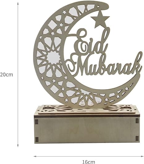 Træ LED-lampe Ramadan dekoration Halvmåne stjerne lys muslimsk islam