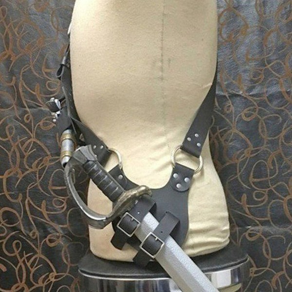 Middelalder Renaissance Pirat Skulderbælte Læder Sværd Cutlass Rem Steampunk Flintlås Pistol Hylster Ridder Kostume Baldric 1025
