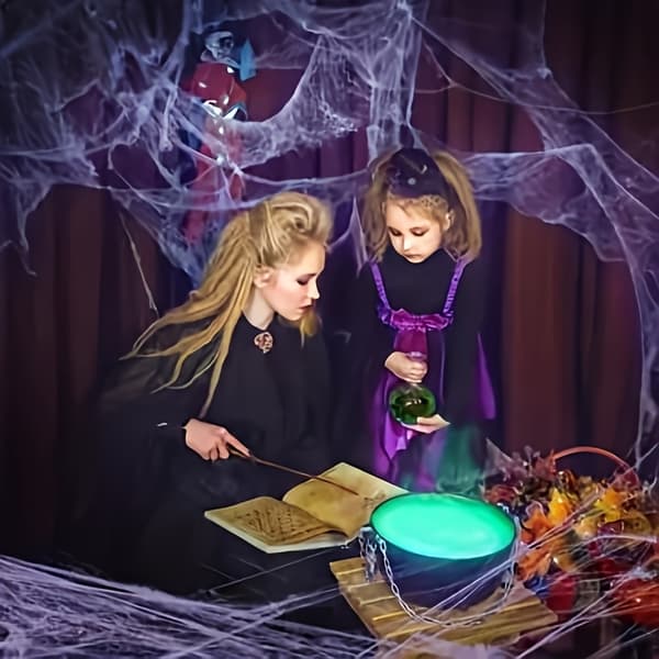 Halloween edderkoppespind dekorationer med edderkopper til hjemsøgt hus og festindretning 8pk web+16spdr