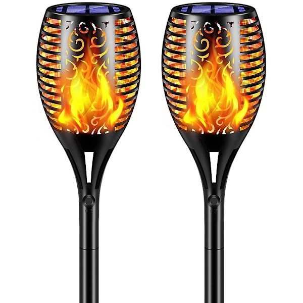 Solcellslampor 96 LED Flimrande Flamma Sol Facklor Lampor 43\" Vattentät Utomhusbelysning Sol