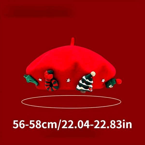 Red Beret for Christmas, a Trendy and Versatile Photography Hat, Three-Dimensional Christmas Tree Decorative Festive Hat, Giving You a