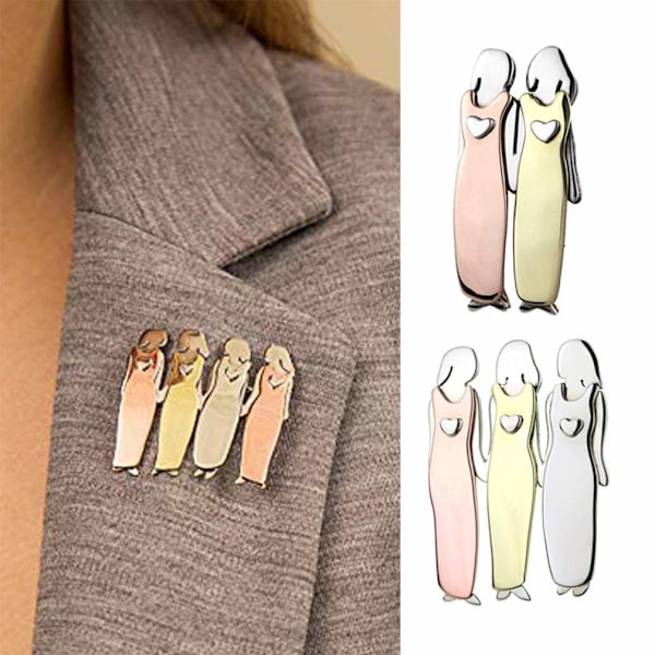 Legering Syster Brosch Pin Set: 2 Systrar Klädsel Pin Systerskap Brosch Legering Tröja Bröstnålar Brosch för Handväska Tröja-FS5-
