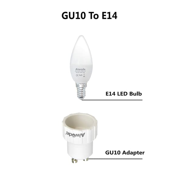 GU10 til E14 Adapter, Maksimal Effekt 200W, 0~250V, 5-pak.-FS-