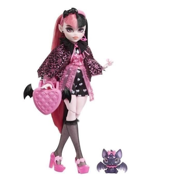 Monster High-Draculaura flagermusdukke til kæledyr HHK51