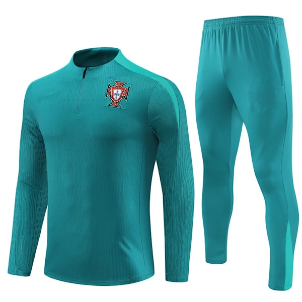 2425 Ny fotbollsträningsoverall med halv dragkedja höst- och vinteroverall vuxen barn Portugal/grön Portugal/grön qd Portugal/grön Portugal / Grön Portugal / Green XL