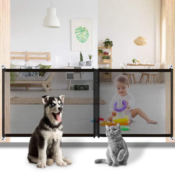 Transparent Pet Mesh Gate trappa säkerhetsskyddsnät med teleskopstång för inomhus utomhu Large Mesh