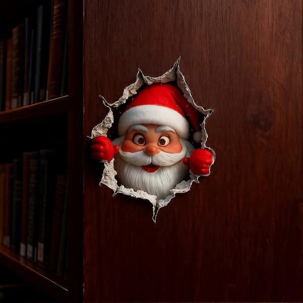 3D Jultomte Väggdekaler Jul Väggdekaler, Jultomten Ger Gåva-FS-