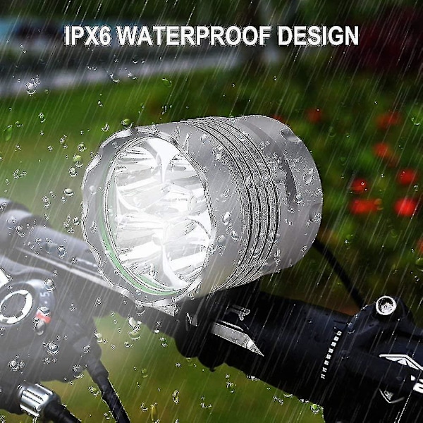 Cykellampor, 6000 Lumen 5 LED Cykellampa, Vattentät Mountainbike Framlampa Med Uppladdningsbart Batteripaket, 3 Lägen Cykel [DB]