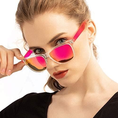 Women's Sunglasses UV400 Mirror Lenses, Suitable for Outdoors, Vacation, Driving Pink Mirrored Lens